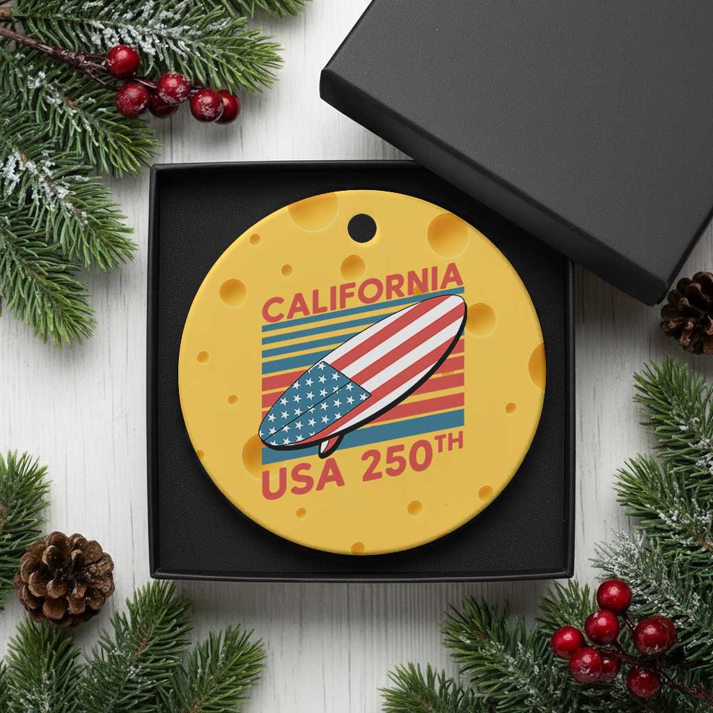 California USA 250th Anniversary Ceramic Ornament US Semiquincentennial Patriotic Surfboard Graphic TS02 1pc Yellow Cheese Print Your Wear