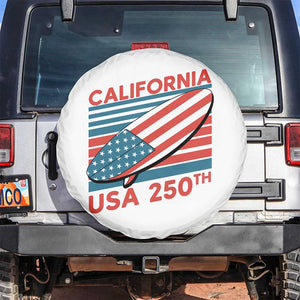 California USA 250th Anniversary Spare Tire Cover US Semiquincentennial Patriotic Surfboard Graphic TS02 No hole White Print Your Wear