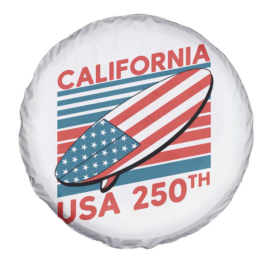California USA 250th Anniversary Spare Tire Cover US Semiquincentennial Patriotic Surfboard Graphic TS02 Print Your Wear