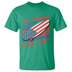 California USA 250th Anniversary T Shirt US Semiquincentennial Patriotic Surfboard Graphic TS02 Irish Green Print Your Wear