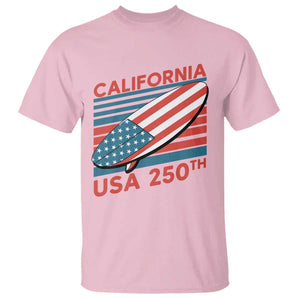 California USA 250th Anniversary T Shirt US Semiquincentennial Patriotic Surfboard Graphic TS02 Light Pink Print Your Wear
