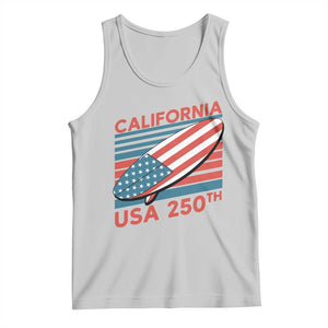California USA 250th Anniversary Tank Top US Semiquincentennial Patriotic Surfboard Graphic TS02 Ash Print Your Wear