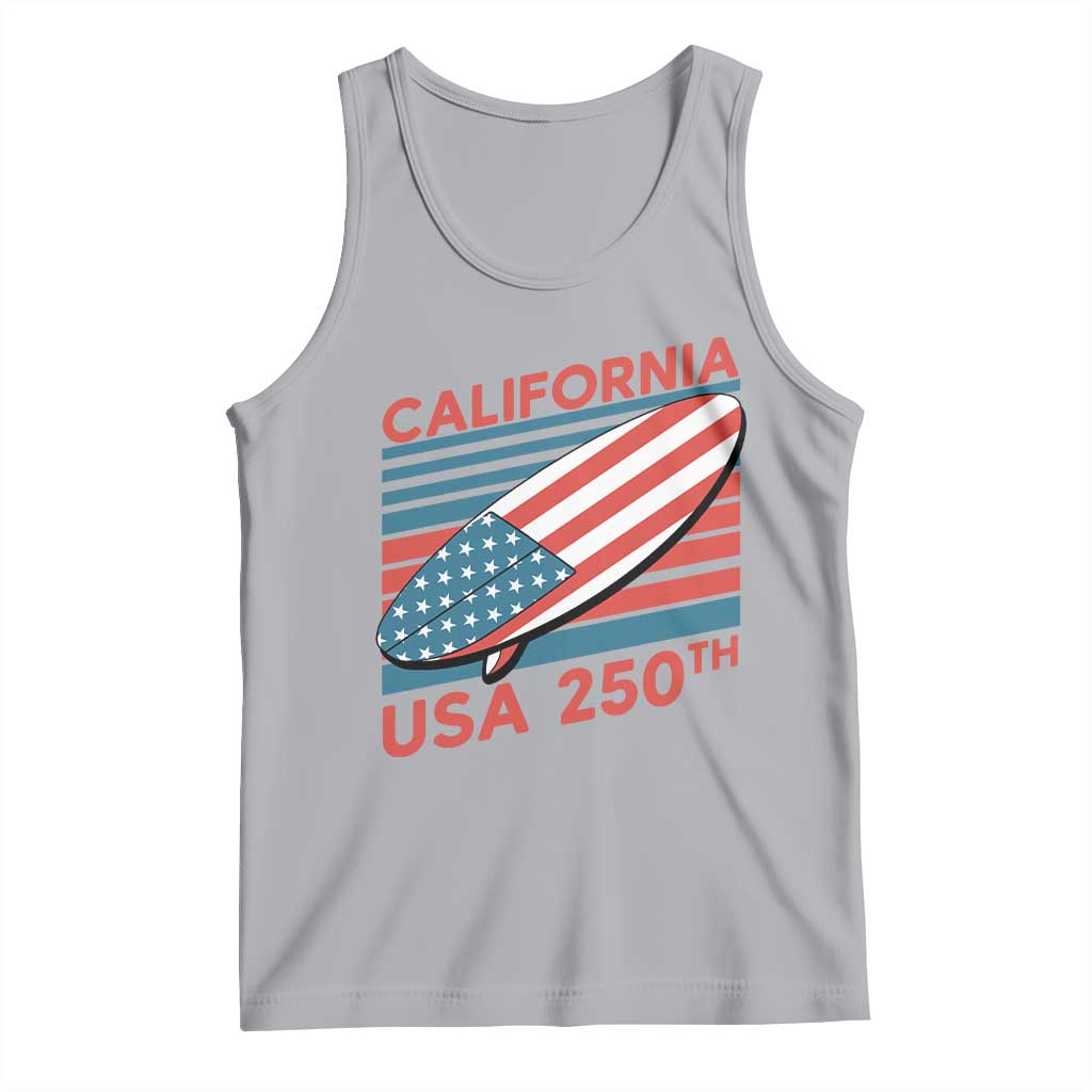 California USA 250th Anniversary Tank Top US Semiquincentennial Patriotic Surfboard Graphic TS02 Athletic Heather Print Your Wear