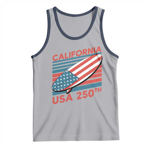 California USA 250th Anniversary Tank Top US Semiquincentennial Patriotic Surfboard Graphic TS02 Athletic Heather Navy Print Your Wear