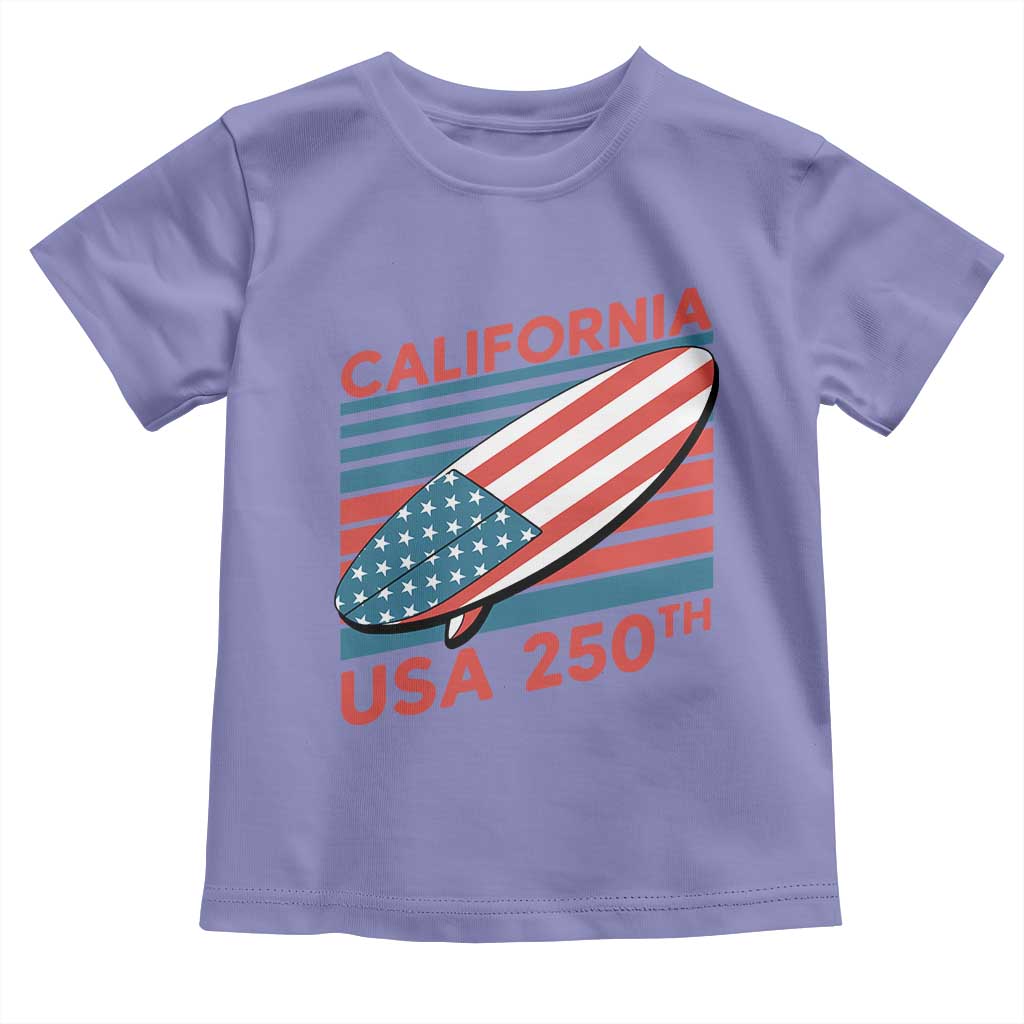 California USA 250th Anniversary Toddler T Shirt US Semiquincentennial Patriotic Surfboard Graphic TS02 Violet Print Your Wear