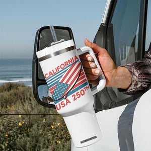 California USA 250th Anniversary Tumbler With Handle US Semiquincentennial Patriotic Surfboard Graphic TS02 Print Your Wear