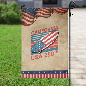 California USA 250th Anniversary Garden Flag US Semiquincentennial Patriotic Surfboard Graphic TS02 Vintage Rustic Tan Navy Print Your Wear