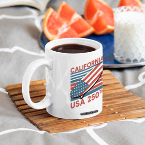 California USA 250th Anniversary Coffee Mug US Semiquincentennial Patriotic Surfboard Graphic TS02 Print Your Wear