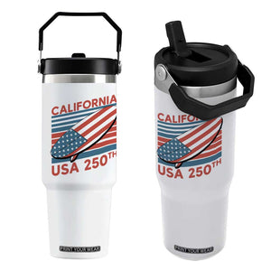 California USA 250th Anniversary Flip Straw Tumbler US Semiquincentennial Patriotic Surfboard Graphic TS02 One Size: 30 oz White Print Your Wear