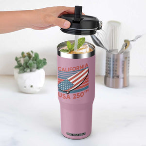 California USA 250th Anniversary Flip Straw Tumbler US Semiquincentennial Patriotic Surfboard Graphic TS02 One Size: 30 oz Light Pink Print Your Wear