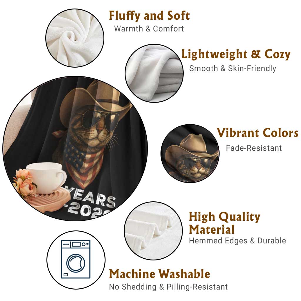 Cool Cowboy Cat 250 Years Throw Blanket Funny Patriotic 1776 to 2026 US Semiquincentennial TS02 Print Your Wear