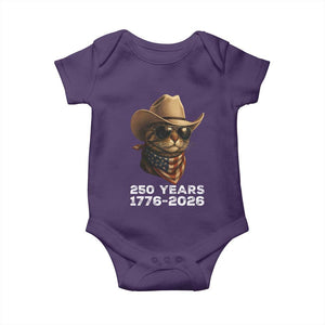 Cool Cowboy Cat 250 Years Baby Onesie Funny Patriotic 1776 to 2026 US Semiquincentennial TS02 Purple Print Your Wear