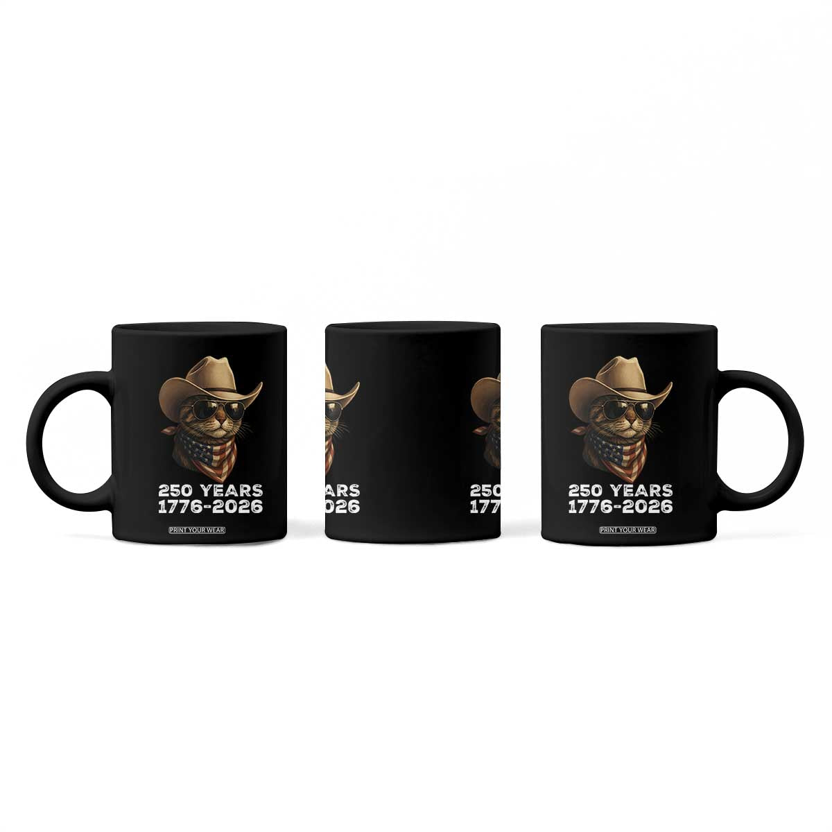 Cool Cowboy Cat 250 Years Coffee Mug Funny Patriotic 1776 to 2026 US Semiquincentennial TS02 Print Your Wear
