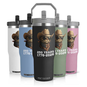 Cool Cowboy Cat 250 Years Flip Straw Tumbler Funny Patriotic 1776 to 2026 US Semiquincentennial TS02 Print Your Wear