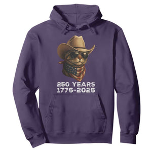 Cool Cowboy Cat 250 Years Hoodie Funny Patriotic 1776 to 2026 US Semiquincentennial TS02 Purple Print Your Wear