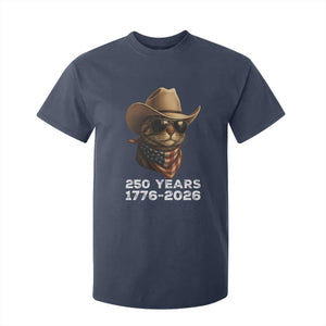 Cool Cowboy Cat 250 Years T Shirt For Kid Funny Patriotic 1776 to 2026 US Semiquincentennial TS02 Navy Print Your Wear