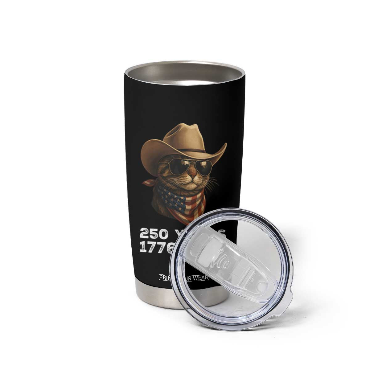 Cool Cowboy Cat 250 Years Tumbler Cup Funny Patriotic 1776 to 2026 US Semiquincentennial TS02 Print Your Wear