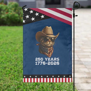Cool Cowboy Cat 250 Years Garden Flag Funny Patriotic 1776 to 2026 US Semiquincentennial TS02 Classic Blue Black Print Your Wear