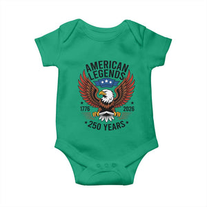American Legends Eagle Baby Onesie 250 Years Patriotic Heritage 1776 to 2026 Semiquincentennial TS02 Irish Green Print Your Wear