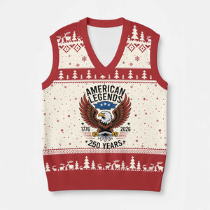 American Legends Eagle V-Neck Knit Sweater Vest 250 Years Patriotic Heritage 1776 to 2026 Semiquincentennial TS02 Beige Red Print Your Wear