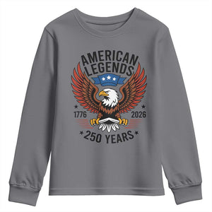 American Legends Eagle Youth Sweatshirt 250 Years Patriotic Heritage 1776 to 2026 Semiquincentennial TS02 Charcoal Print Your Wear