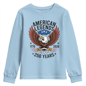 American Legends Eagle Youth Sweatshirt 250 Years Patriotic Heritage 1776 to 2026 Semiquincentennial TS02 Light Blue Print Your Wear