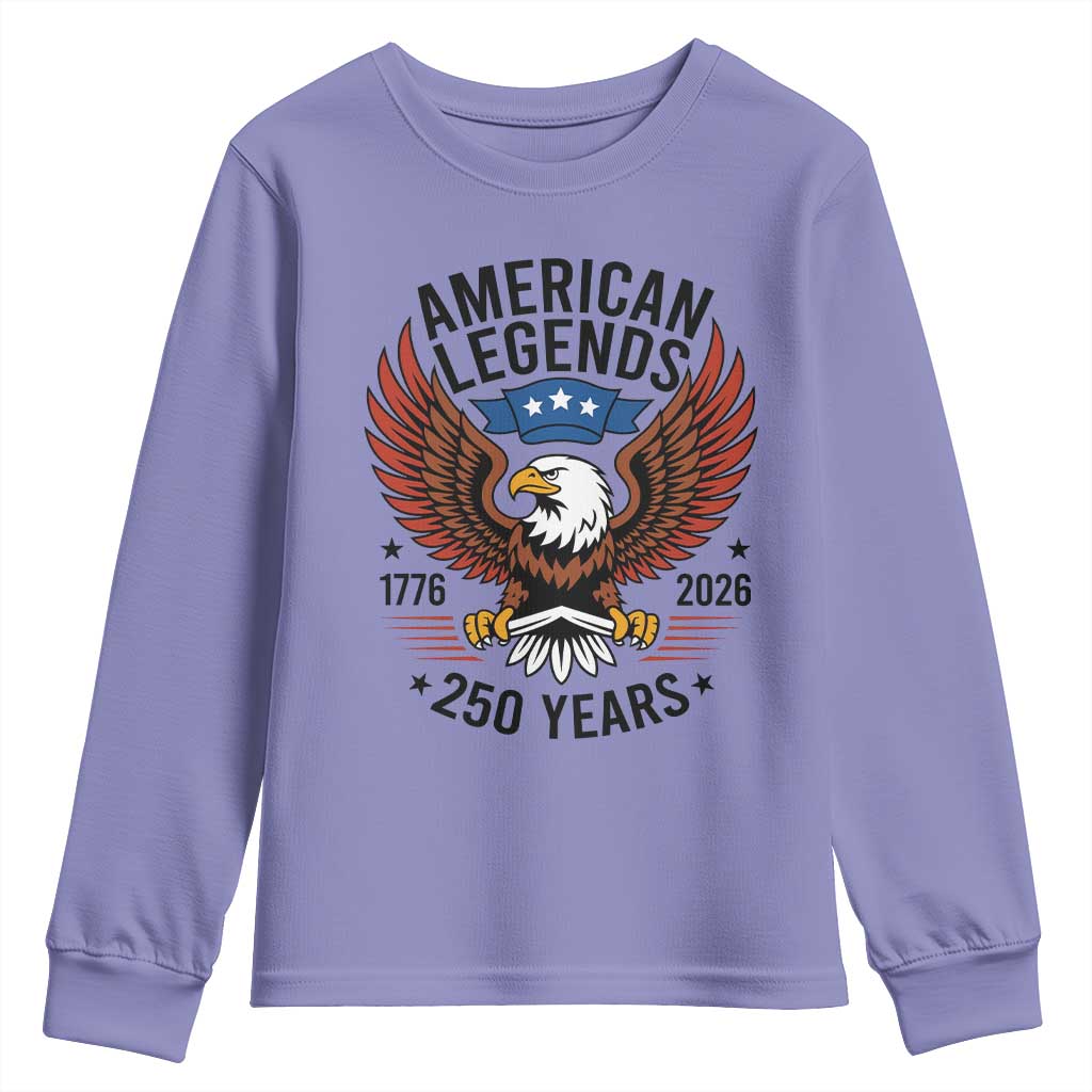 American Legends Eagle Youth Sweatshirt 250 Years Patriotic Heritage 1776 to 2026 Semiquincentennial TS02 Violet Print Your Wear