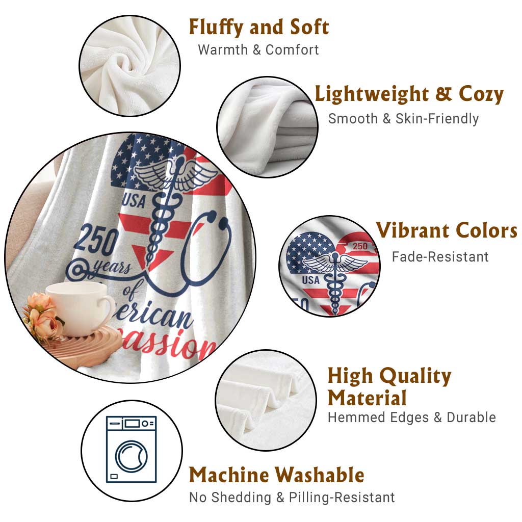 250 Years of American Compassion Throw Blanket Patriotic Medical Worker TS02 Print Your Wear