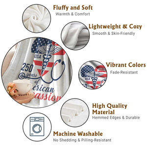 250 Years of American Compassion Throw Blanket Patriotic Medical Worker TS02 Print Your Wear