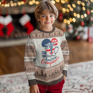250 Years of American Compassion Ugly Christmas Sweater Patriotic Medical Worker TS02 Mocha Mousse Print Your Wear