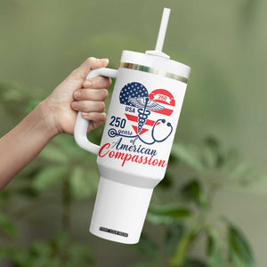250 Years of American Compassion Tumbler With Handle Patriotic Medical Worker TS02 Print Your Wear