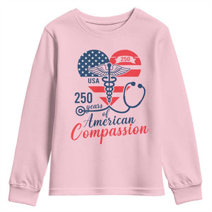250 Years of American Compassion Youth Sweatshirt Patriotic Medical Worker TS02 Light Pink Print Your Wear