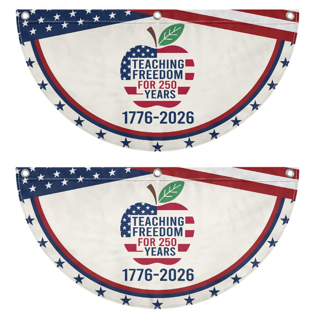 Teaching Freedom for 250 Years Patriotic Fan Flag Teacher Tee 1776 to 2026 Semiquincentennial