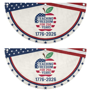 Teaching Freedom for 250 Years Patriotic Fan Flag Teacher Tee 1776 to 2026 Semiquincentennial