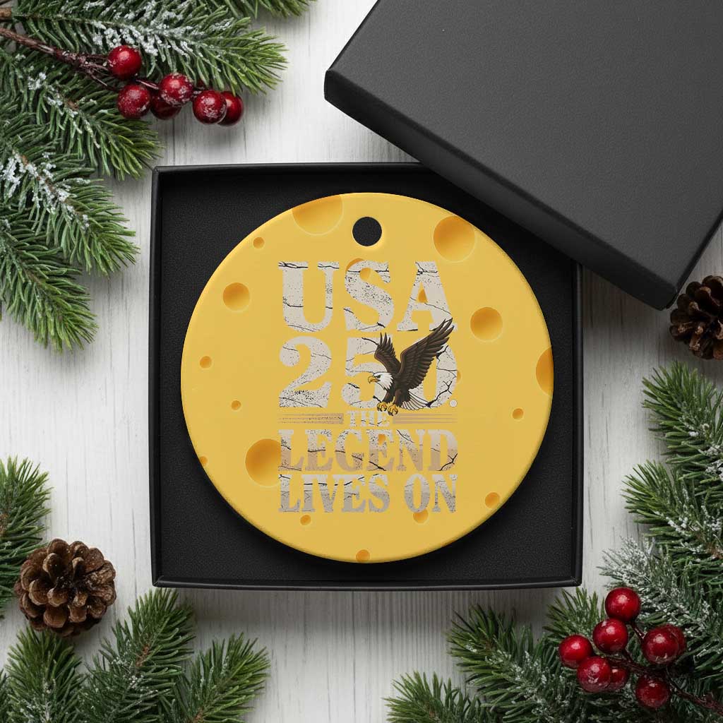 USA 250 The Legend Lives On Ceramic Ornament Patriotic Eagle for Semiquincentennial 2026 TS02 1pc Yellow Cheese Print Your Wear