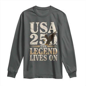 USA 250 The Legend Lives On Long Sleeve Shirt Patriotic Eagle for Semiquincentennial 2026 TS02 Dark Heather Print Your Wear