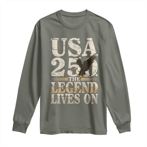 USA 250 The Legend Lives On Long Sleeve Shirt Patriotic Eagle for Semiquincentennial 2026 TS02 Military Green Print Your Wear
