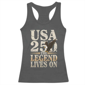 USA 250 The Legend Lives On Racerback Tank Top Patriotic Eagle for Semiquincentennial 2026 TS02 Dark Heather Print Your Wear