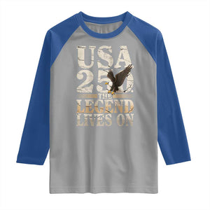 USA 250 The Legend Lives On Raglan Shirt Patriotic Eagle for Semiquincentennial 2026 TS02 Sport Gray Royal Print Your Wear
