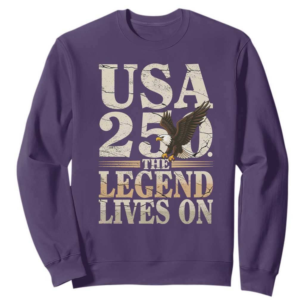 USA 250 The Legend Lives On Sweatshirt Patriotic Eagle for Semiquincentennial 2026 TS02 Purple Print Your Wear