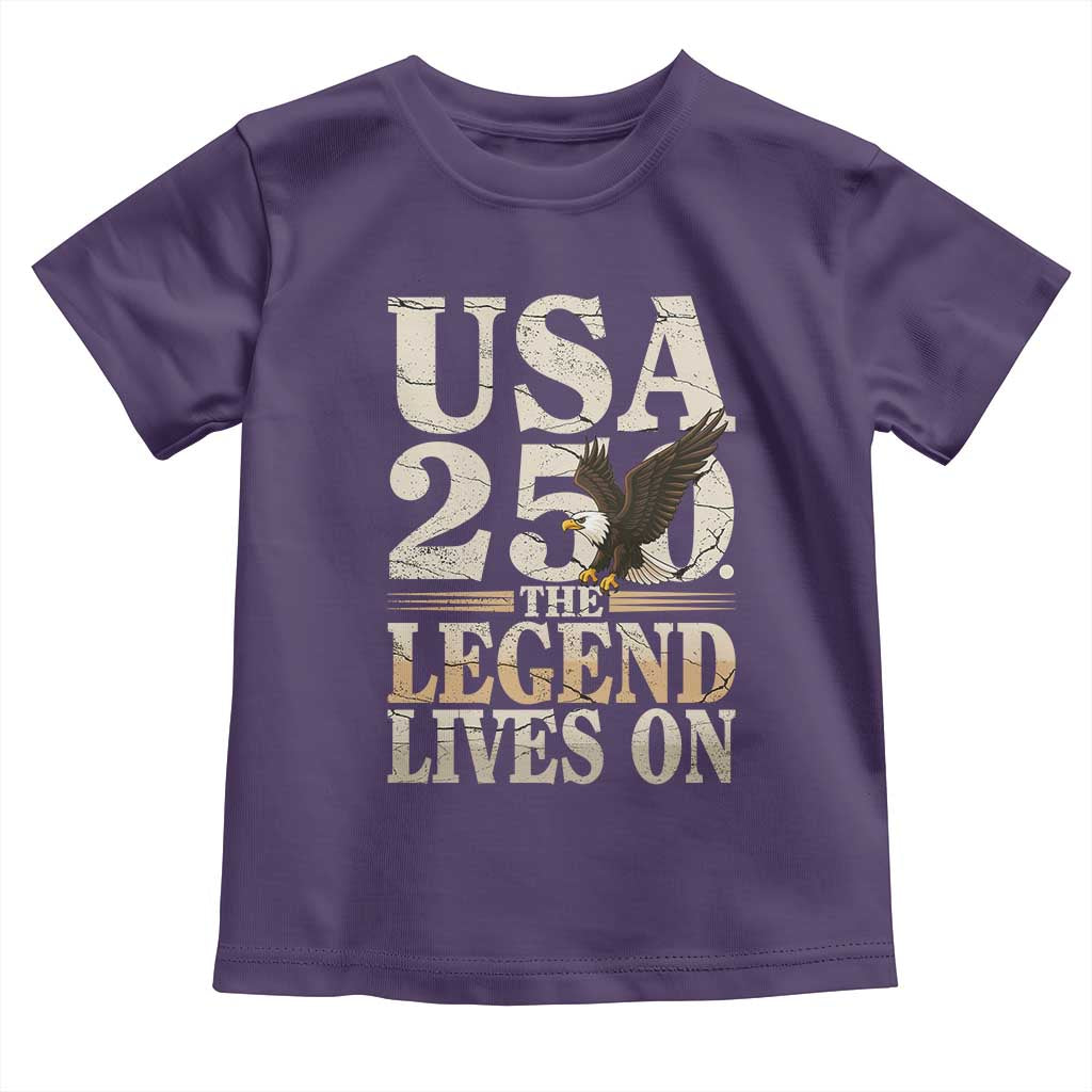 USA 250 The Legend Lives On Toddler T Shirt Patriotic Eagle for Semiquincentennial 2026 TS02 Purple Print Your Wear