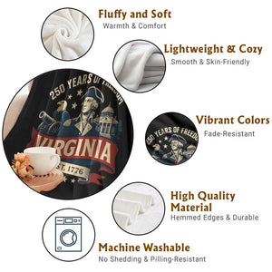 Virginia 250 Years of Freedom Throw Blanket George Washington Patriotic State Pride Est. 1776 TS02 Print Your Wear