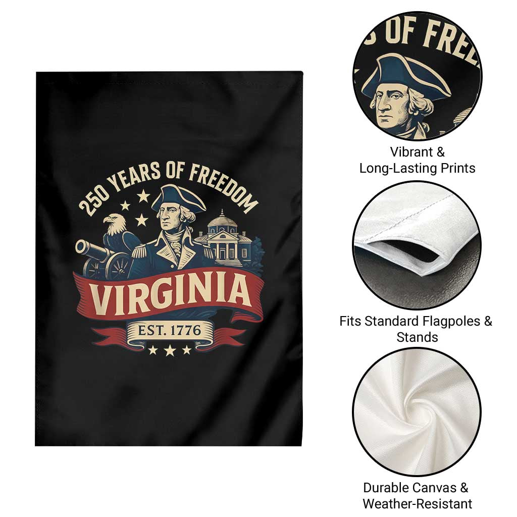 Virginia 250 Years of Freedom Garden Flag George Washington Patriotic State Pride Est. 1776 TS02 Print Your Wear