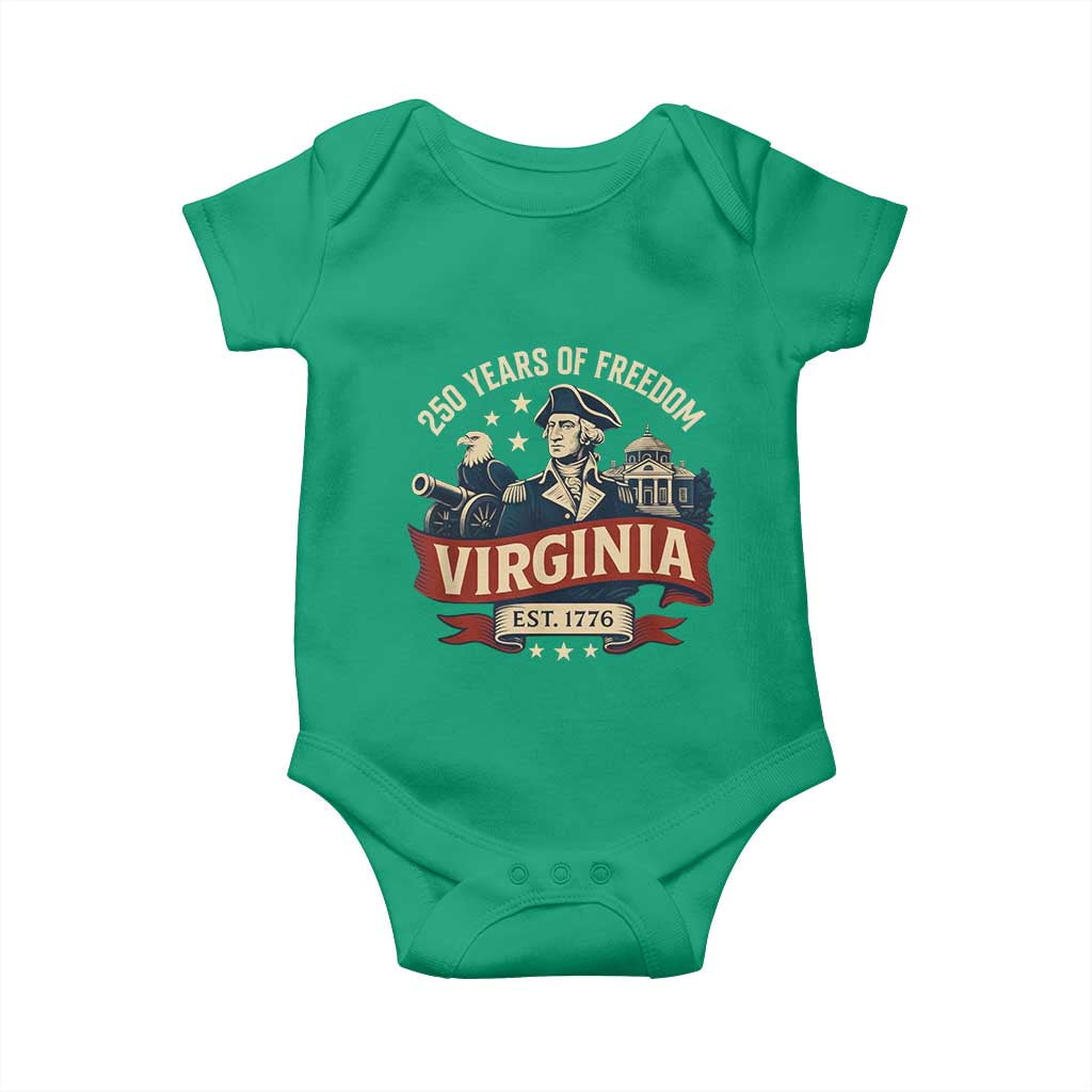 Virginia 250 Years of Freedom Baby Onesie George Washington Patriotic State Pride Est. 1776 TS02 Irish Green Print Your Wear