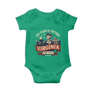 Virginia 250 Years of Freedom Baby Onesie George Washington Patriotic State Pride Est. 1776 TS02 Irish Green Print Your Wear