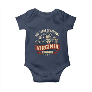 Virginia 250 Years of Freedom Baby Onesie George Washington Patriotic State Pride Est. 1776 TS02 Navy Print Your Wear