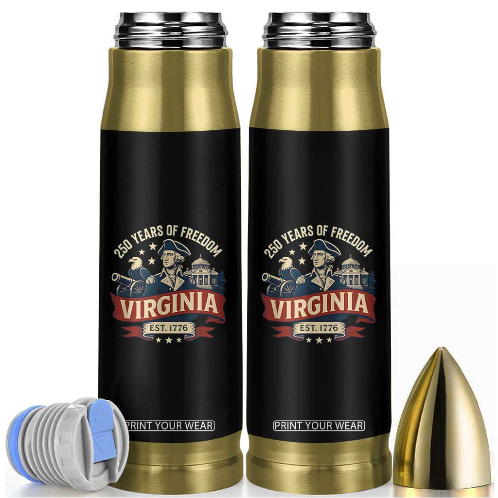 Virginia 250 Years of Freedom Bullet Tumbler George Washington Patriotic State Pride Est. 1776 TS02 Black Print Your Wear