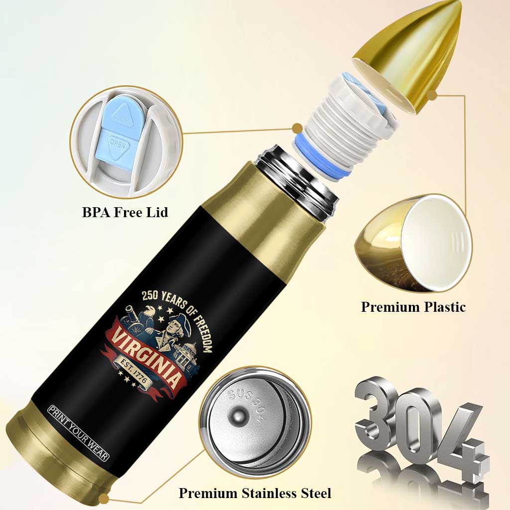 Virginia 250 Years of Freedom Bullet Tumbler George Washington Patriotic State Pride Est. 1776 TS02 Print Your Wear