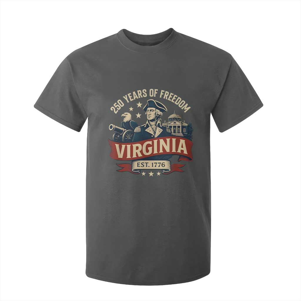 Virginia 250 Years of Freedom T Shirt For Kid George Washington Patriotic State Pride Est. 1776 TS02 Dark Heather Print Your Wear