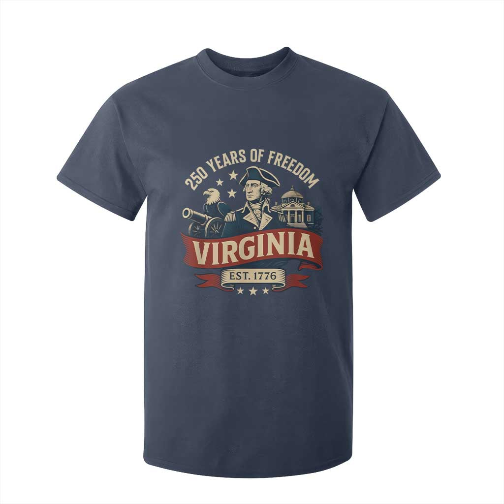 Virginia 250 Years of Freedom T Shirt For Kid George Washington Patriotic State Pride Est. 1776 TS02 Navy Print Your Wear